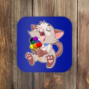 Straight Ally Lgbtq Ice Cream Cat Licking Cone Pocket Gay Cool Gift Coaster