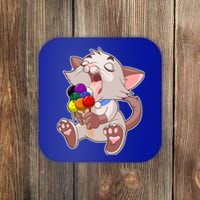 Straight Ally Lgbtq Ice Cream Cat Licking Cone Pocket Gay Cool Gift Coaster