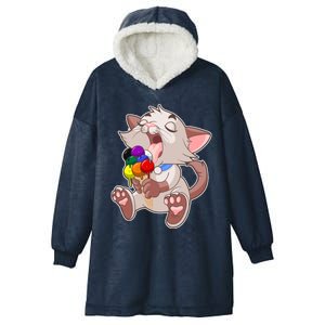 Straight Ally Lgbtq Ice Cream Cat Licking Cone Pocket Gay Cool Gift Hooded Wearable Blanket