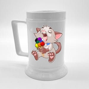 Straight Ally Lgbtq Ice Cream Cat Licking Cone Pocket Gay Cool Gift Beer Stein