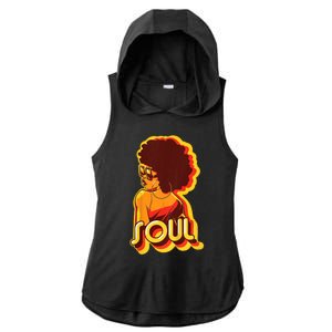 Soul Afro Lady Retro 80s Music Ladies PosiCharge Tri-Blend Wicking Draft Hoodie Tank