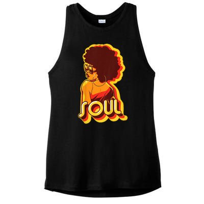 Soul Afro Lady Retro 80s Music Ladies PosiCharge Tri-Blend Wicking Tank