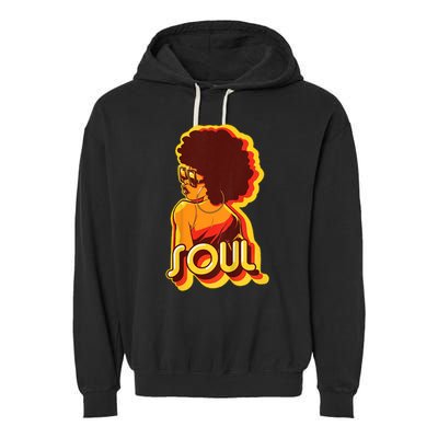 Soul Afro Lady Retro 80s Music Garment-Dyed Fleece Hoodie