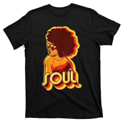 Soul Afro Lady Retro 80s Music T-Shirt