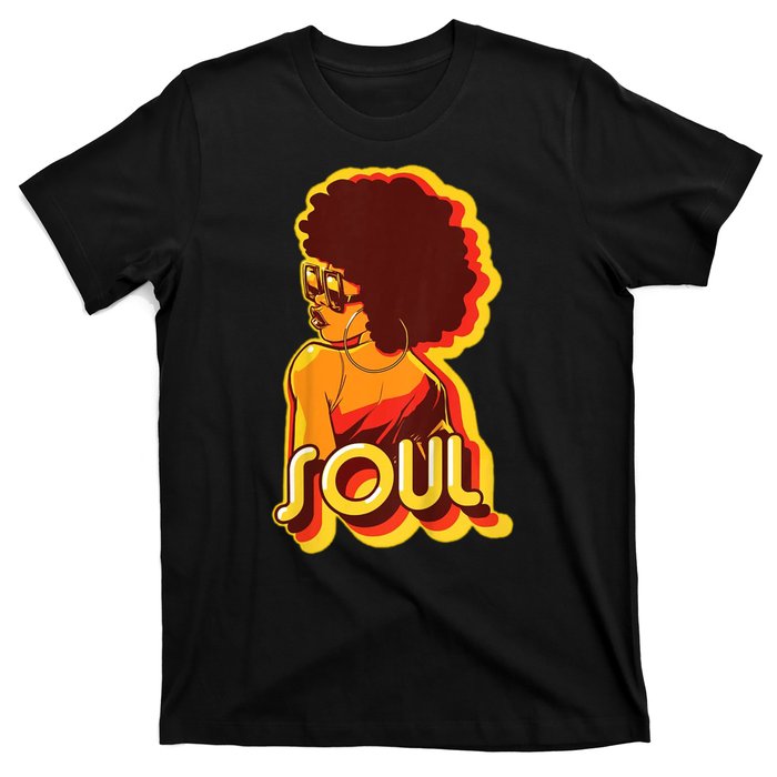 Soul Afro Lady Retro 80s Music T-Shirt