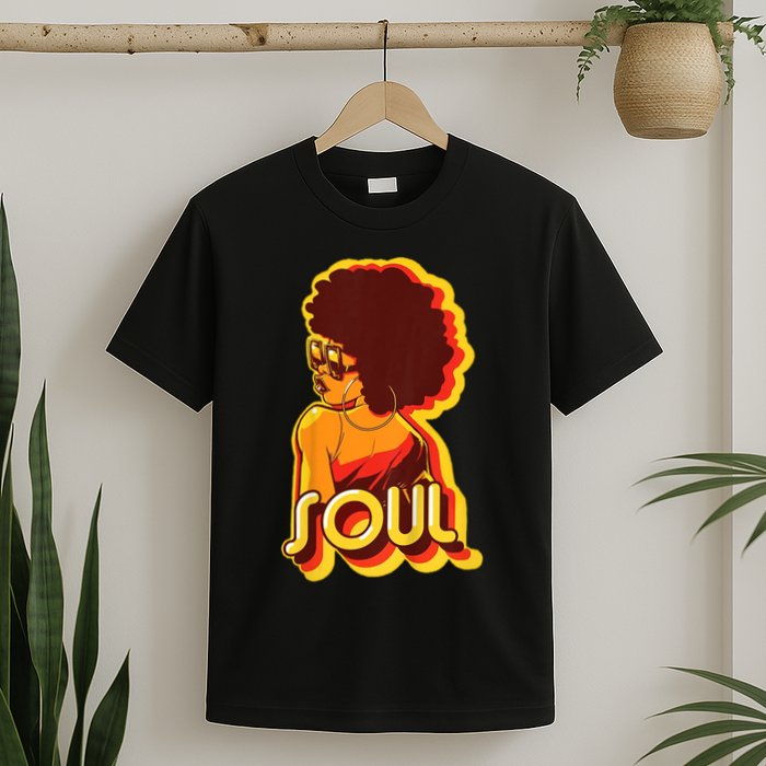 Soul Afro Lady Retro 80s Music T-Shirt