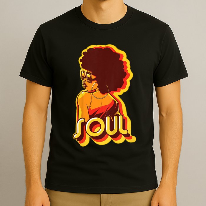 Soul Afro Lady Retro 80s Music T-Shirt