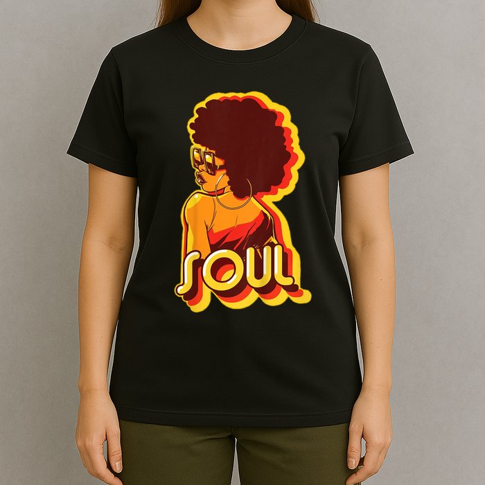 Soul Afro Lady Retro 80s Music T-Shirt