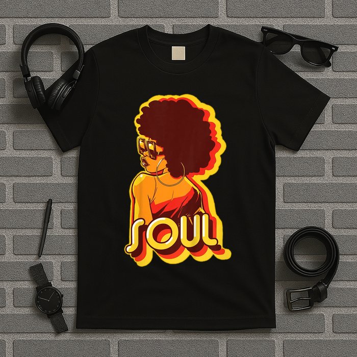 Soul Afro Lady Retro 80s Music T-Shirt