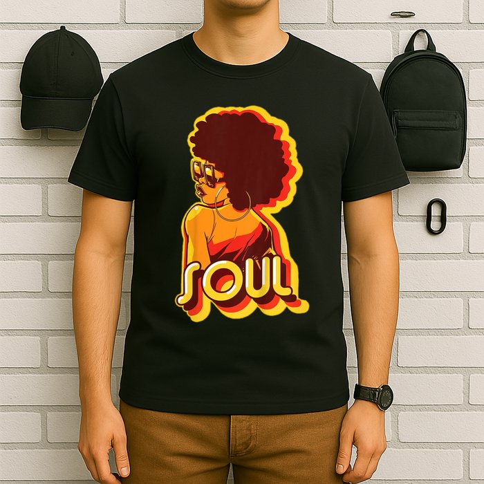 Soul Afro Lady Retro 80s Music T-Shirt