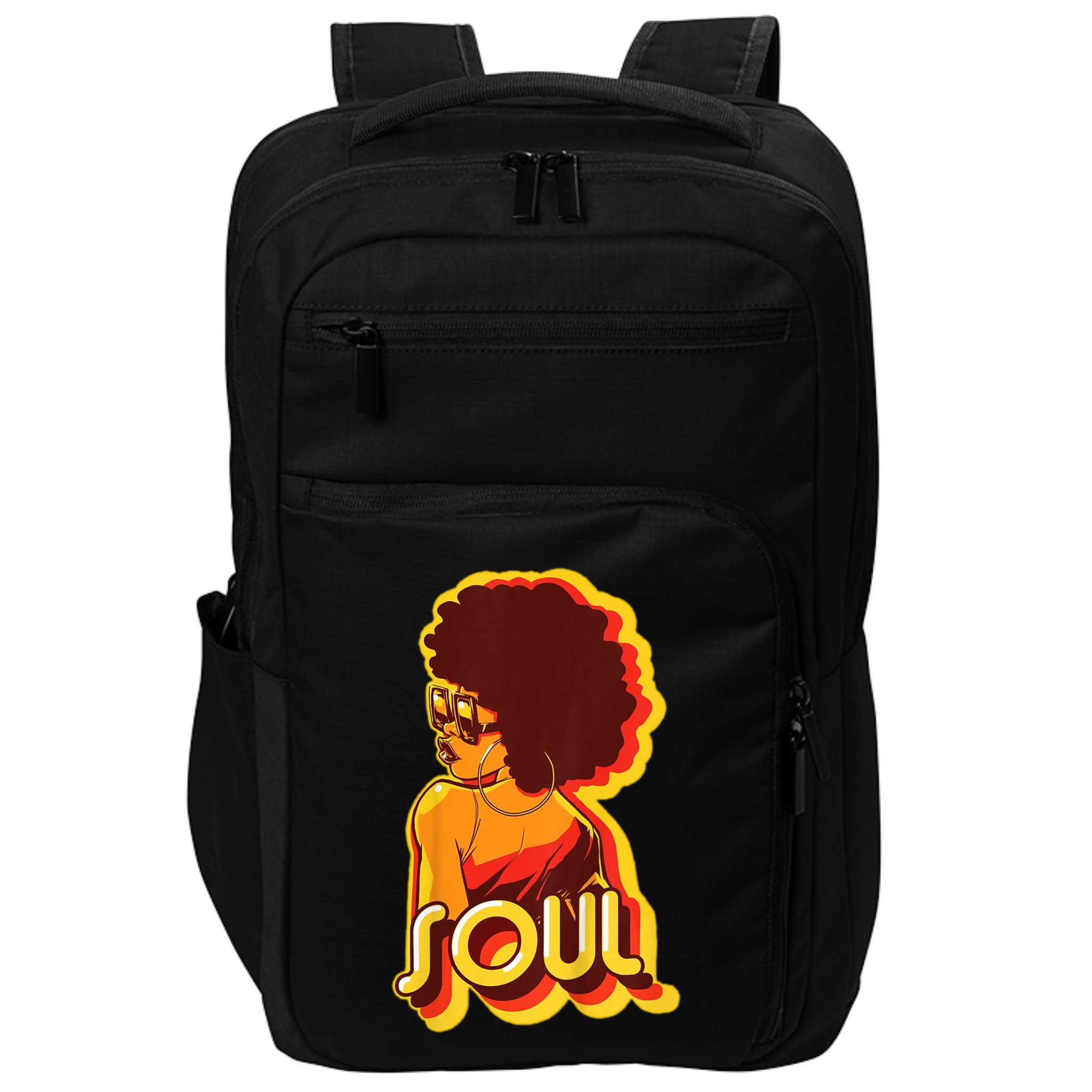 Soul Afro Lady Retro 80s Music Impact Tech Backpack