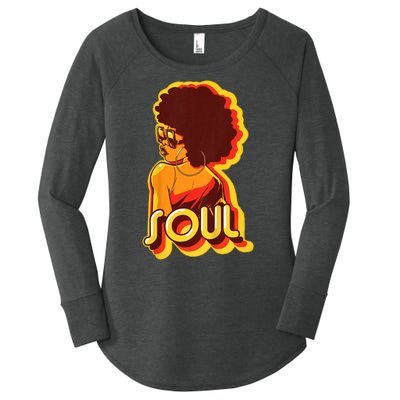 Soul Afro Lady Retro 80s Music Women's Perfect Tri Tunic Long Sleeve Shirt