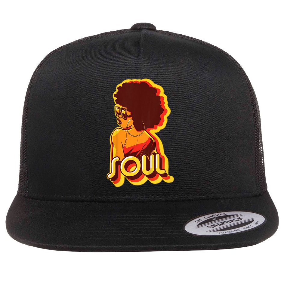 Soul Afro Lady Retro 80s Music Flat Bill Trucker Hat