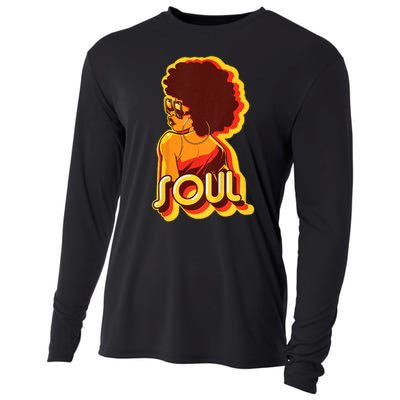 Soul Afro Lady Retro 80s Music Cooling Performance Long Sleeve Crew