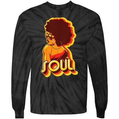 Soul Afro Lady Retro 80s Music Tie-Dye Long Sleeve Shirt