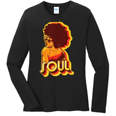 Soul Afro Lady Retro 80s Music Ladies Long Sleeve Shirt