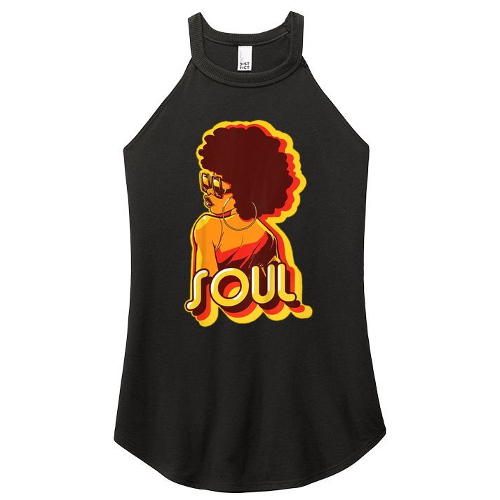 Soul Afro Lady Retro 80s Music Women's Perfect Tri Rocker Tank
