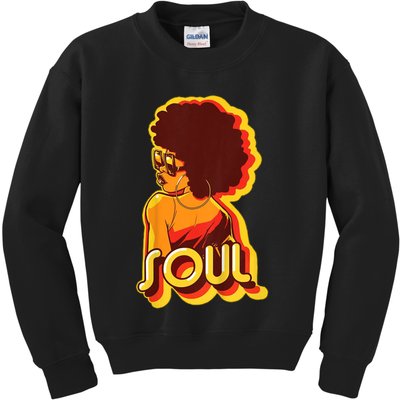 Soul Afro Lady Retro 80s Music Kids Sweatshirt