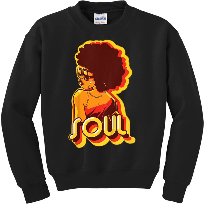 Soul Afro Lady Retro 80s Music Kids Sweatshirt