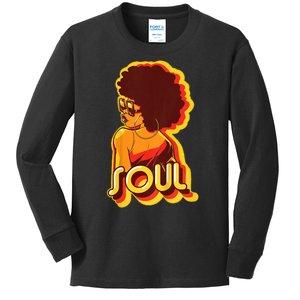 Soul Afro Lady Retro 80s Music Kids Long Sleeve Shirt