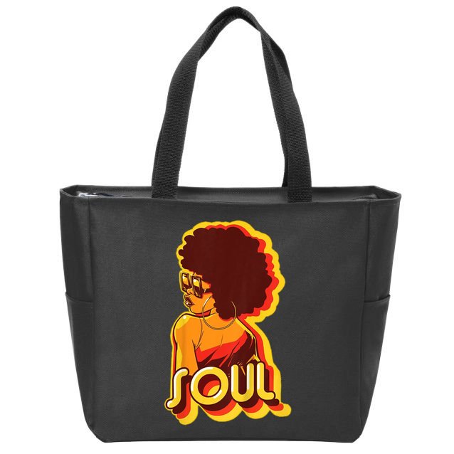 Soul Afro Lady Retro 80s Music Zip Tote Bag