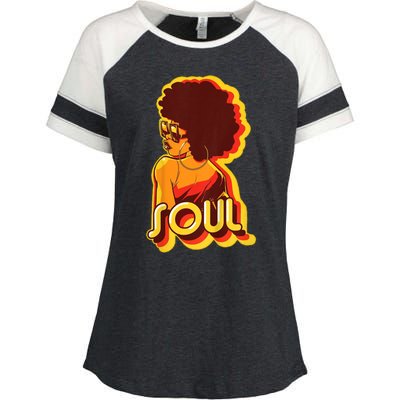 Soul Afro Lady Retro 80s Music Enza Ladies Jersey Colorblock Tee