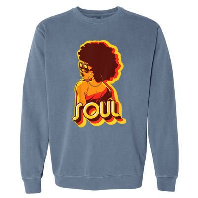 Soul Afro Lady Retro 80s Music Garment-Dyed Sweatshirt