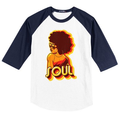 Soul Afro Lady Retro 80s Music Baseball Sleeve Shirt