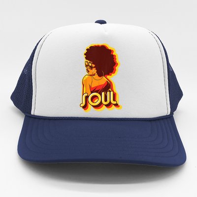 Soul Afro Lady Retro 80s Music Trucker Hat