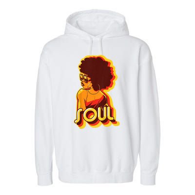 Soul Afro Lady Retro 80s Music Garment-Dyed Fleece Hoodie