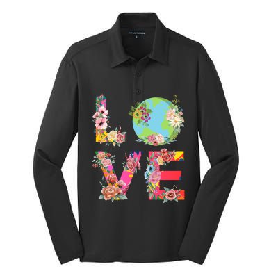 Save And Love The Planet Earth Day Gift Silk Touch Performance Long Sleeve Polo