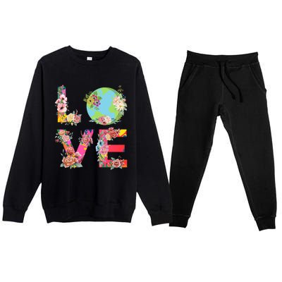 Save And Love The Planet Earth Day Gift Premium Crewneck Sweatsuit Set