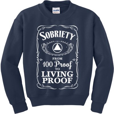 Sobriety Anniversary Living Proof NA AA Recovery Kids Sweatshirt