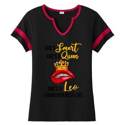 Shes A Leo Zodiac Sign Black Leo Astrology Melanin Cool Gift Ladies Halftime Notch Neck Tee