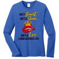 Shes A Leo Zodiac Sign Black Leo Astrology Melanin Cool Gift Ladies Long Sleeve Shirt