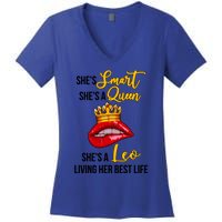 Shes A Leo Zodiac Sign Black Leo Astrology Melanin Cool Gift Women's V-Neck T-Shirt