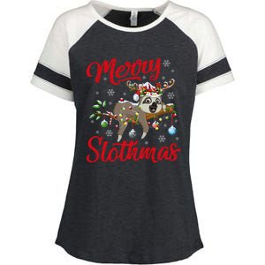 Sloth Animal Lover Xmas Gift Merry Slothmas Sloth Christmas Gift Enza Ladies Jersey Colorblock Tee