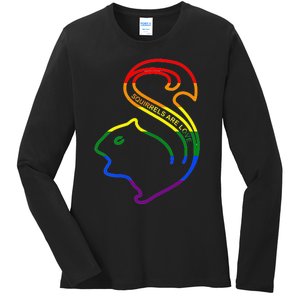 Squirrels Are Love LGBT Rainbow Pride Ladies Long Sleeve Shirt