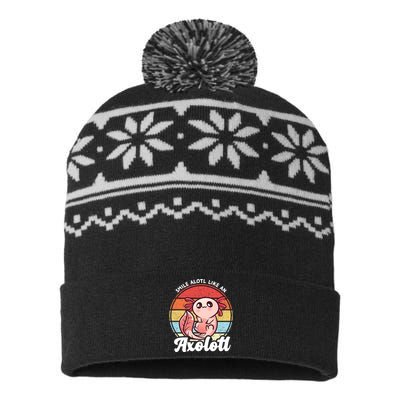 Smile A Lot Like An Axolotl USA-Made Snowflake Beanie