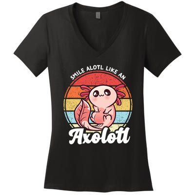 Smile A Lot Like An Axolotl Women's V-Neck T-Shirt