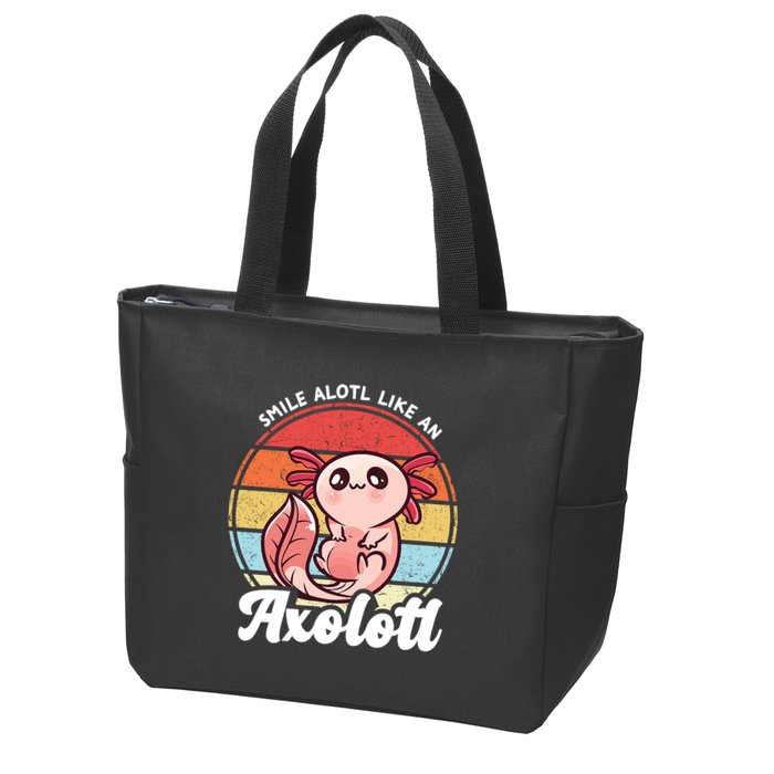 Smile A Lot Like An Axolotl Zip Tote Bag