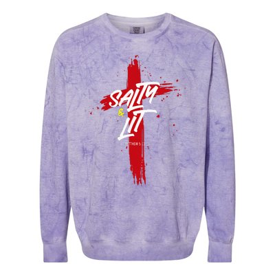 Salty And Lit God Is My Father Colorblast Crewneck Sweatshirt