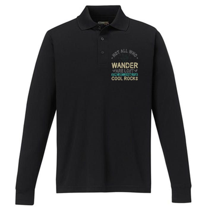 Some Are Looking For Cool Rocks Geologist Geode Hunter Performance Long Sleeve Polo