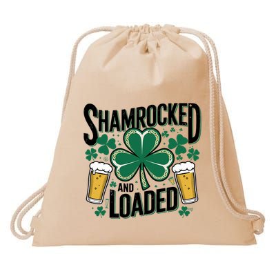 Shamrocked And Loaded Funny Irish Drinking Crew St Patrick Drawstring Bag