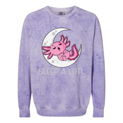 SLEEP A LOTL Sleeping Axolotl Pyjamas Funny Colorblast Crewneck Sweatshirt