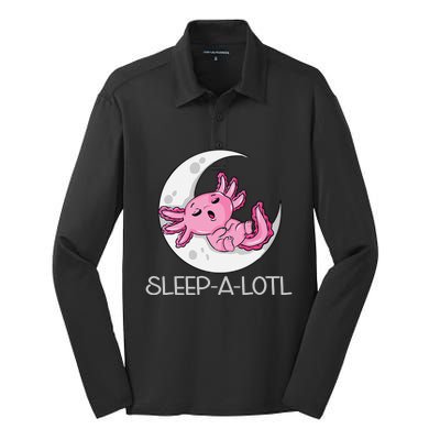 SLEEP A LOTL Sleeping Axolotl Pyjamas Funny Silk Touch Performance Long Sleeve Polo