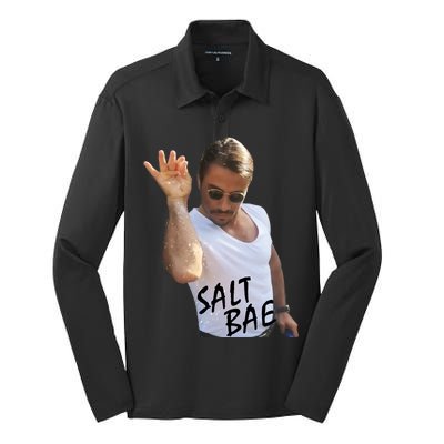 Salt Bae Funny Photo Meme Silk Touch Performance Long Sleeve Polo