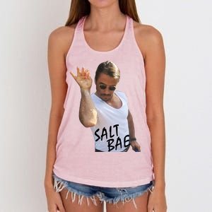 Salt Bae Funny Photo Meme Women's Knotted Racerback Tank