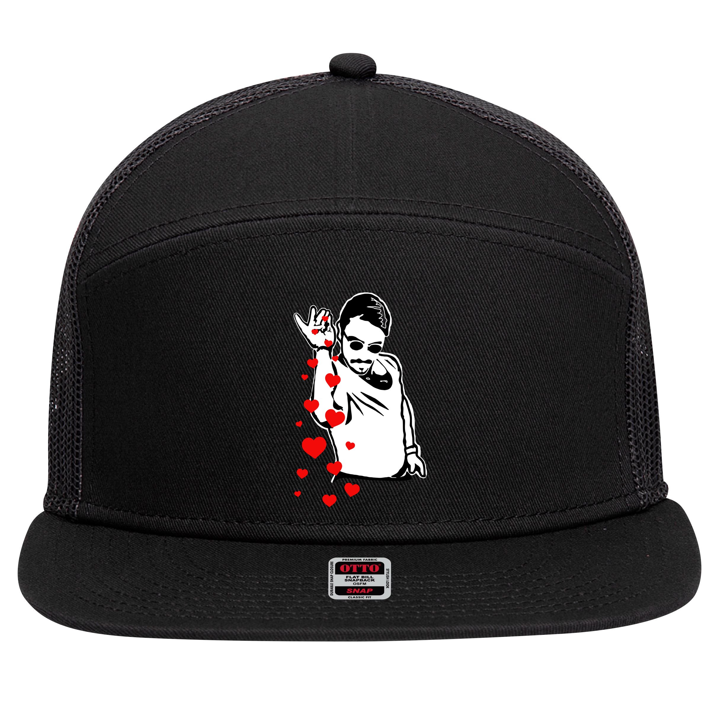 Salt Bae Valentines Day 7 Panel Mesh Trucker Snapback Hat