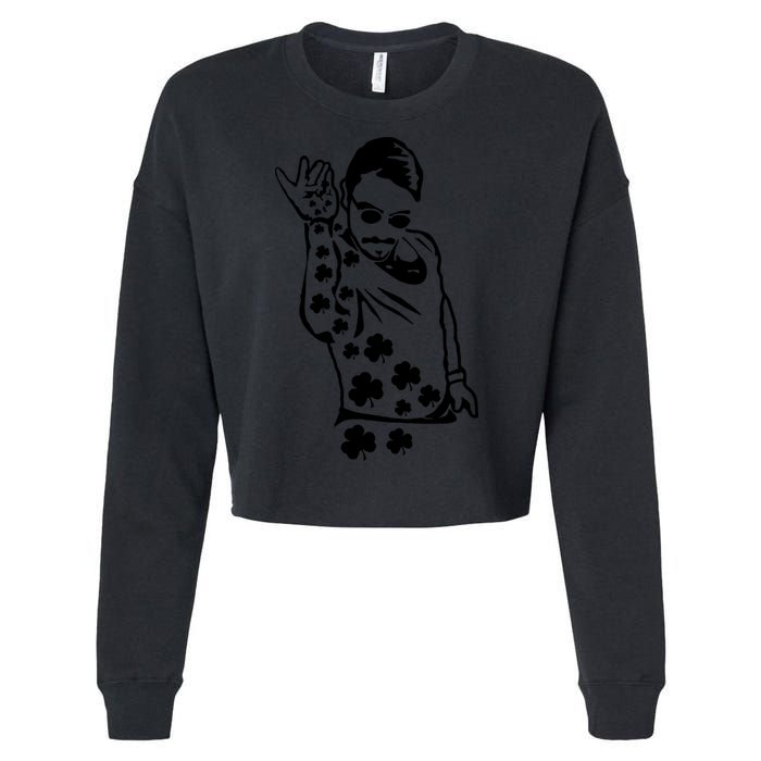 Salt Bay Guy Irish Clovers Funny Meme St. Patrick's Day Cropped Pullover Crew